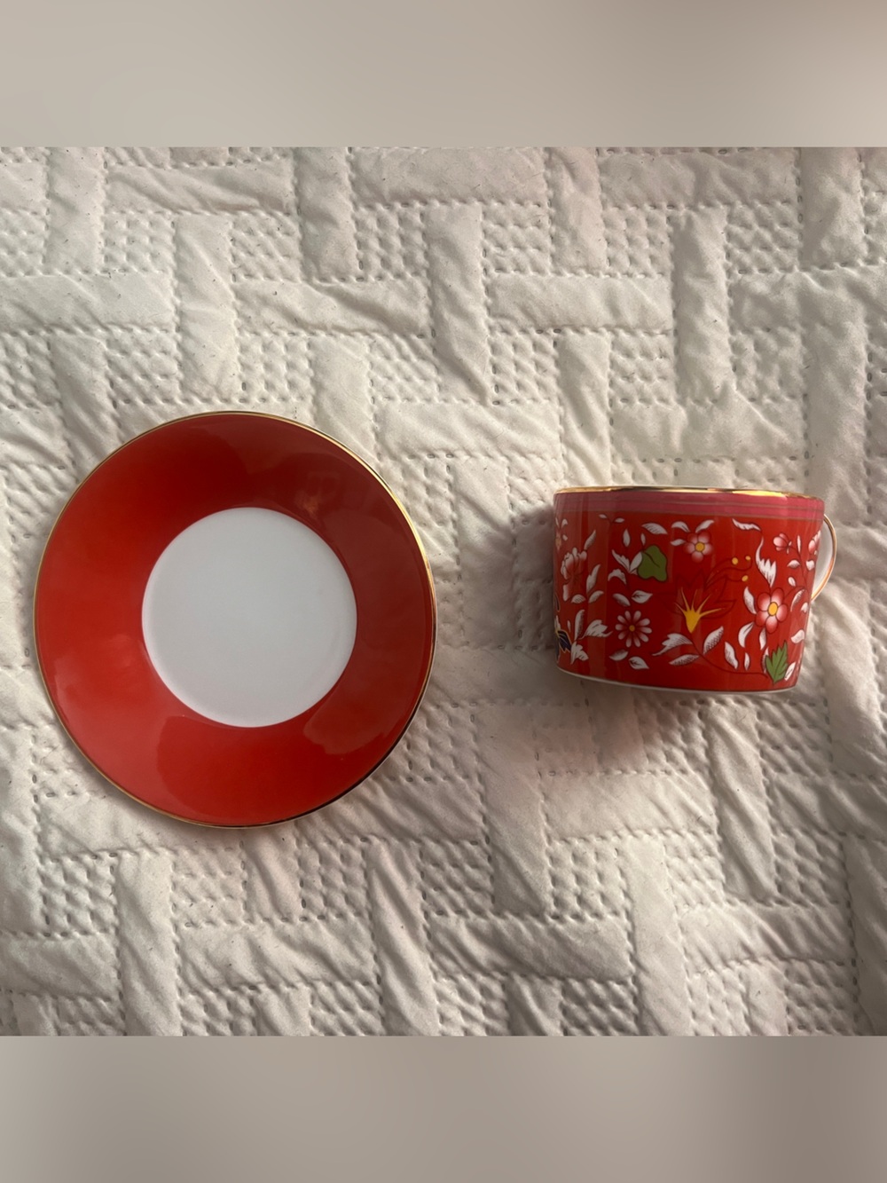 Wedgwood crimson jewel teacup and saucer